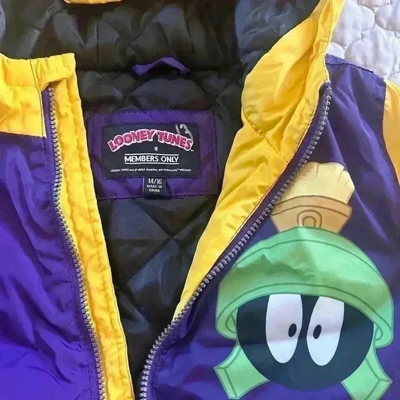 Members Only Marvin Martian Looney Tunes Jacket - Kids Size 14/16 - Picture 2 of 6